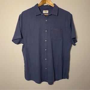 Men’s Marine Layer Shirt Short Sleeve Button Up Cotton Chambray Blue Large